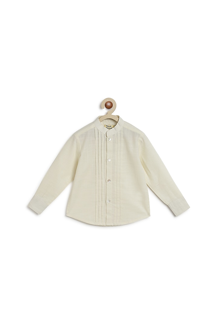 Cream Slub Cotton Shirt For Boys by Tiber Taber