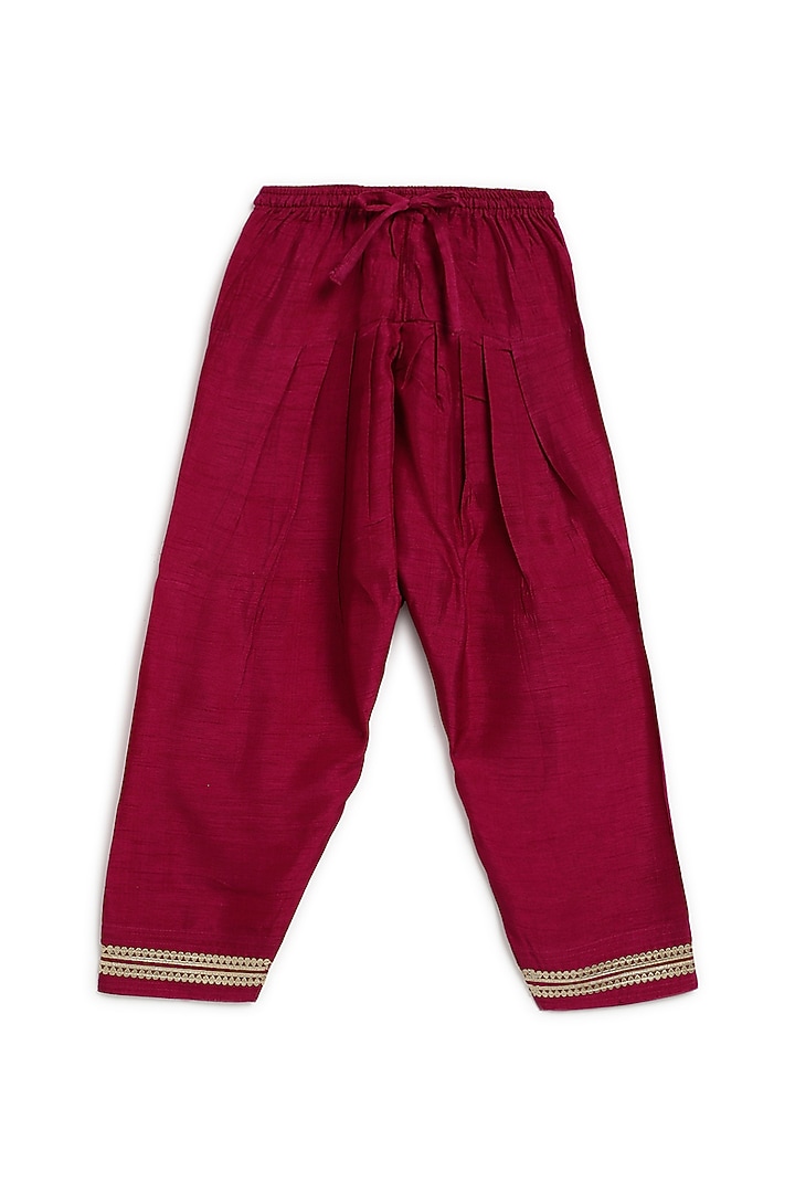 Yellow Soft Velvet Floral & Thread Embroidered Kurta Set For Girls by Tiber Taber at Pernia's Pop Up Shop