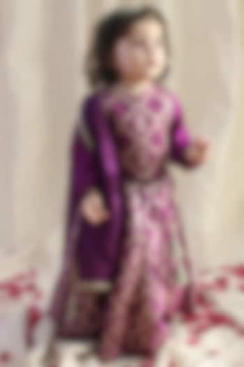 Purple Viscose Brocade Lehenga Set For Girls by Tiber Taber at Pernia's Pop Up Shop