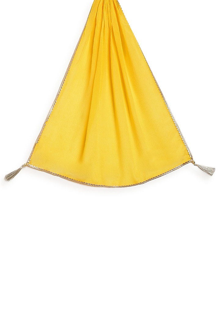 Yellow Viscose Brocade Kurta Set For Girls by Tiber Taber at Pernia's Pop Up Shop