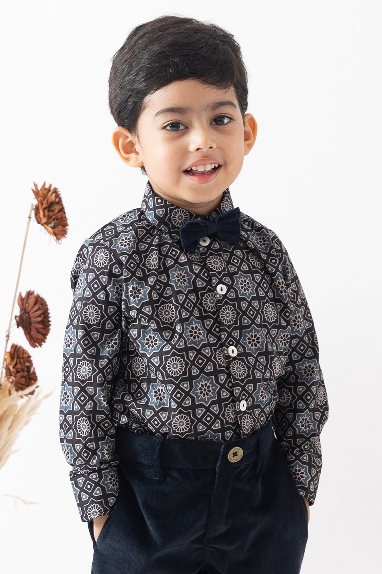 Black Soft Cotton Printed Shirt For Boys by Tiber Taber at Pernia's Pop Up Shop