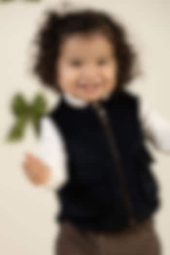 Navy Blue Cotton Corduroy Jacket For Boys by Tiber Taber at Pernia's Pop Up Shop