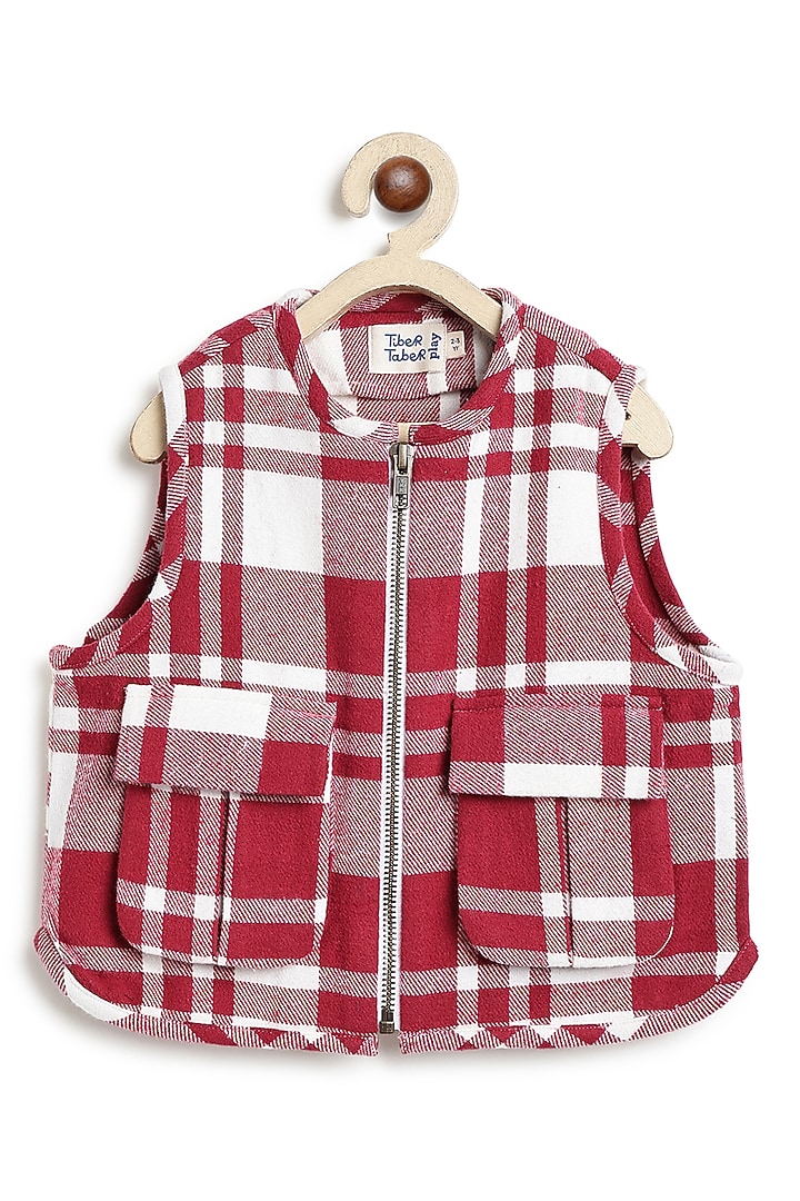 Red Flannel Cotton Jacket For Boys by Tiber Taber at Pernia's Pop Up Shop