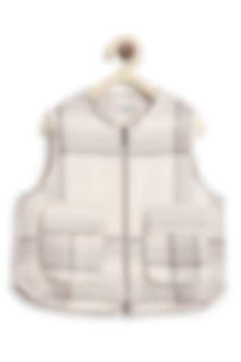 Cream Flannel Cotton Jacket For Boys by Tiber Taber at Pernia's Pop Up Shop