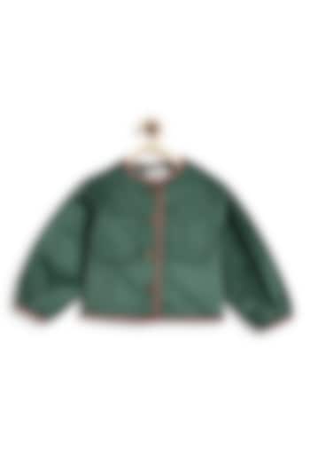 Green Cotton Flannel Jacket For Girls by Tiber Taber at Pernia's Pop Up Shop