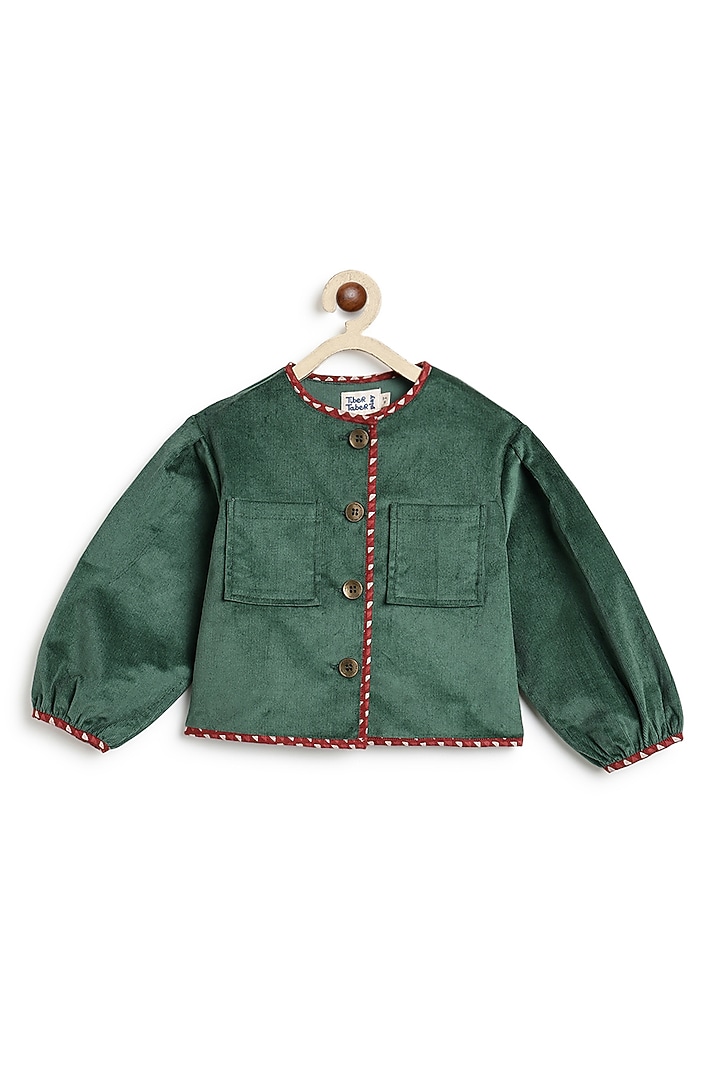 Green Cotton Flannel Jacket For Girls by Tiber Taber at Pernia's Pop Up Shop