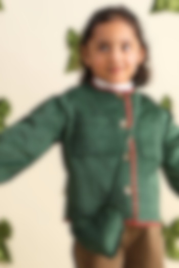 Green Cotton Flannel Jacket For Girls by Tiber Taber at Pernia's Pop Up Shop