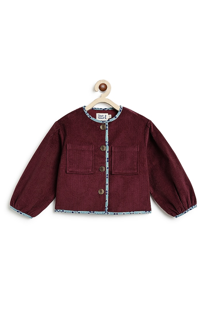 Maroon Corduroy Jacket For Girls by Tiber Taber at Pernia's Pop Up Shop