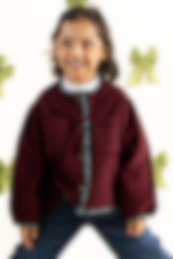 Maroon Corduroy Jacket For Girls by Tiber Taber at Pernia's Pop Up Shop