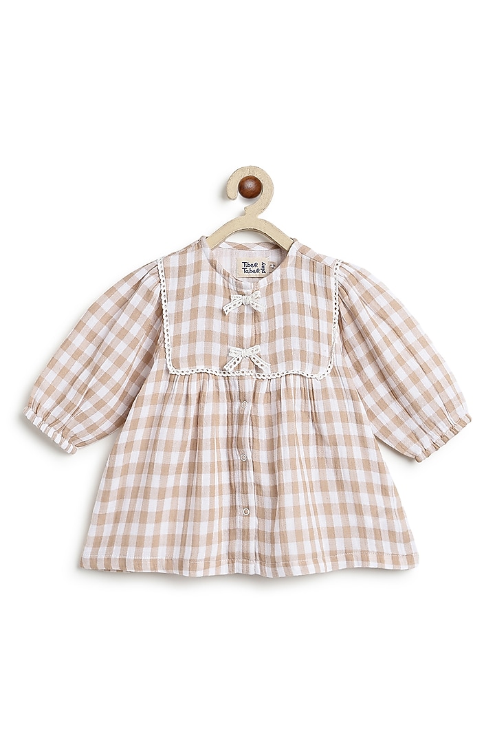 Cream Cotton Gauze Dress For Girls by Tiber Taber at Pernia's Pop Up Shop