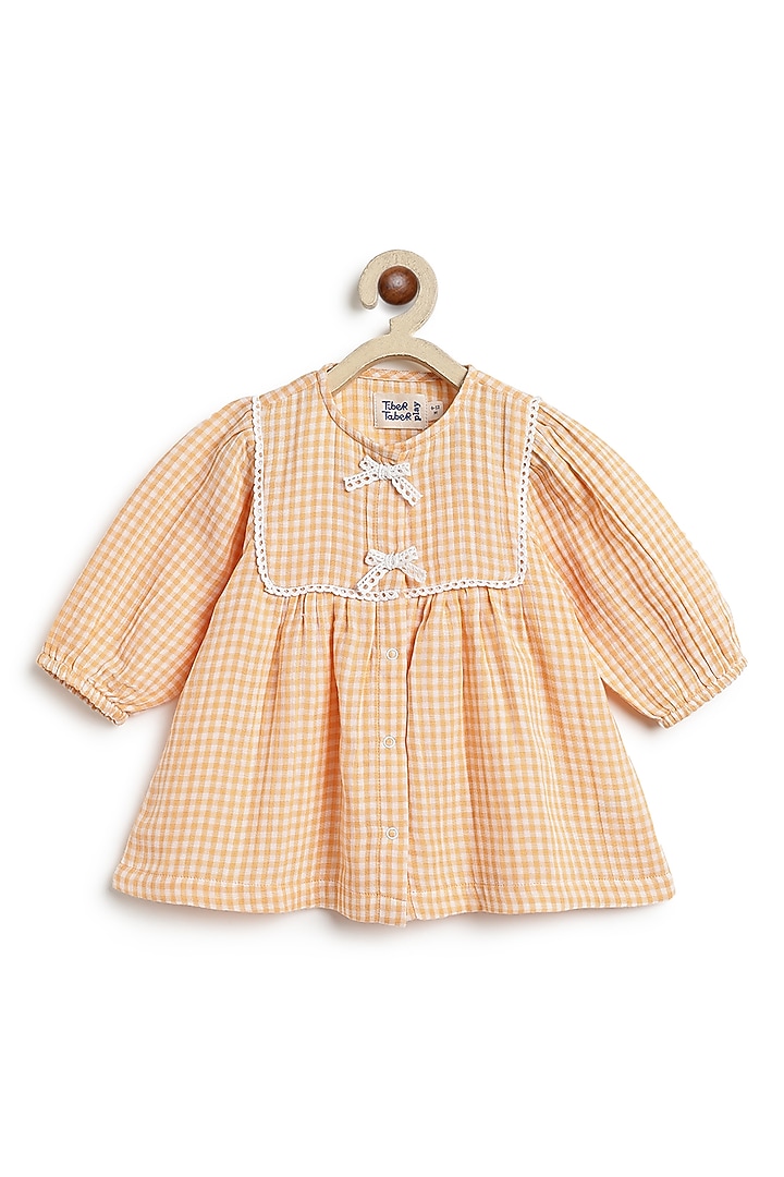 Orange Cotton Gauze Dress For Girls by Tiber Taber at Pernia's Pop Up Shop
