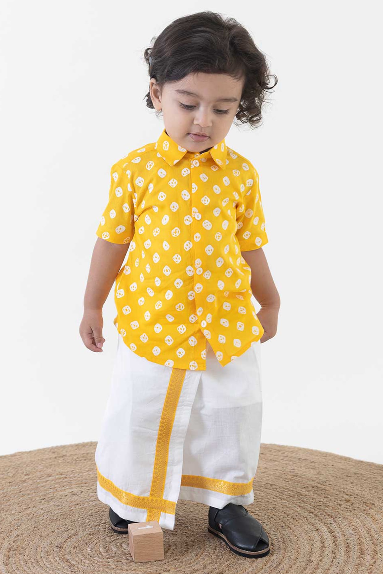 Buy Yellow Viscose Printed Elephant Kurta With Dhoti Pant For Boys by LIL  DRAMA Online at Aza Fashions.