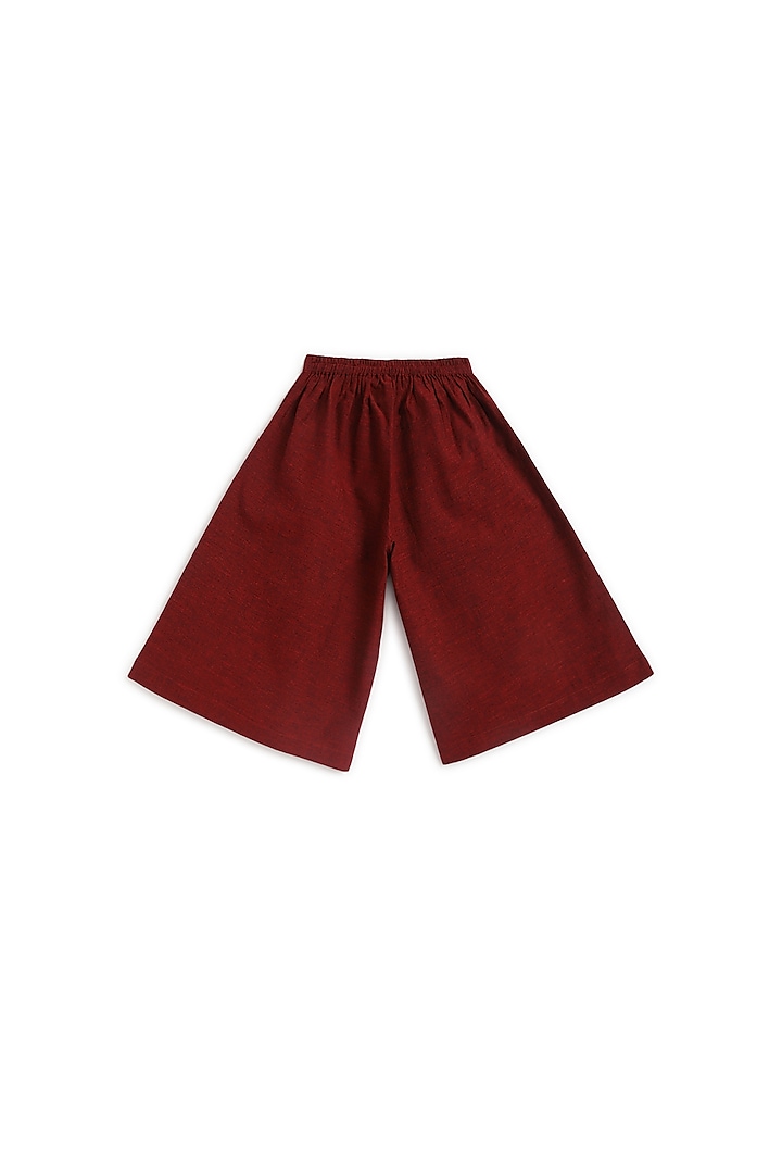 Maroon Cotton Flared Culotte Pant Set For Girls Design by Tiber