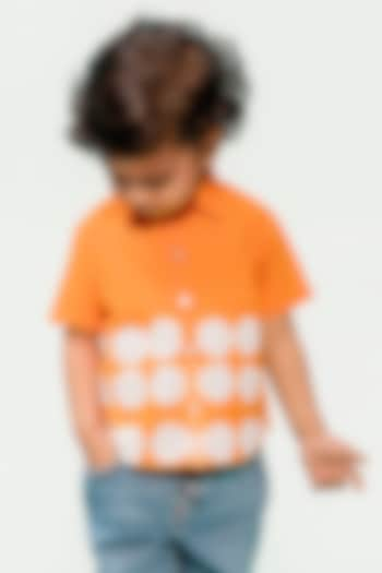 Orange Cotton Tie-Dye Shirt For Boys by Tiber Taber at Pernia's Pop Up Shop