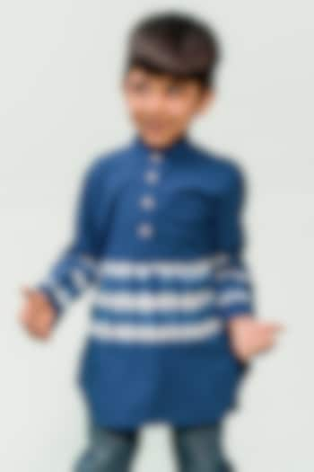 Blue Cotton Tie-Dye Kurta For Boys by Tiber Taber at Pernia's Pop Up Shop