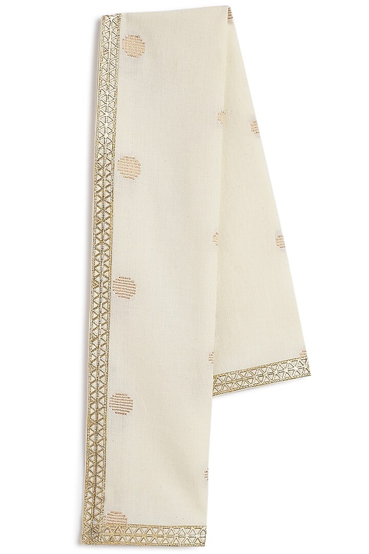 Cream Cotton Polka Dot Printed Angavastram For Boys by Tiber Taber at Pernia's Pop Up Shop