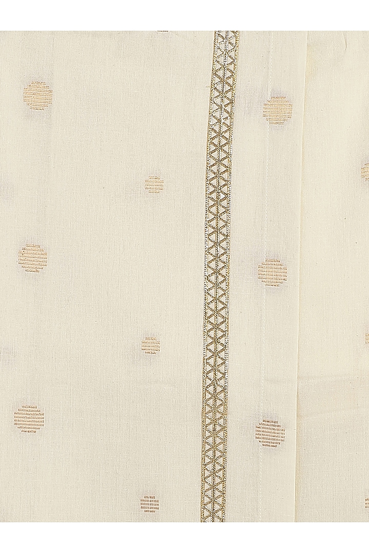 Cream Cotton Polka Dot Printed Angavastram For Boys by Tiber Taber at Pernia's Pop Up Shop