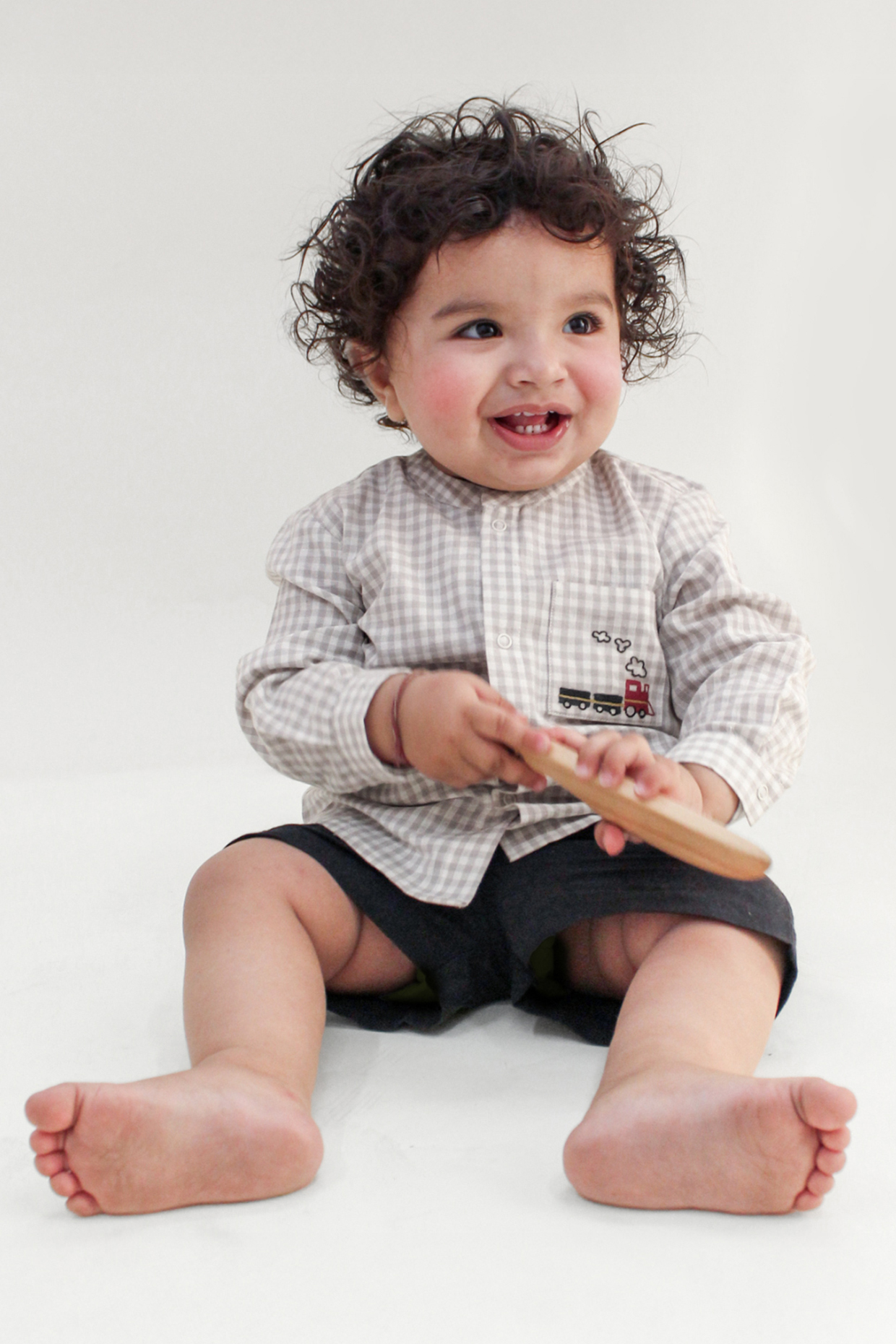 White Cotton Embroidered Co-Ord Set For Boys by Tiber Taber