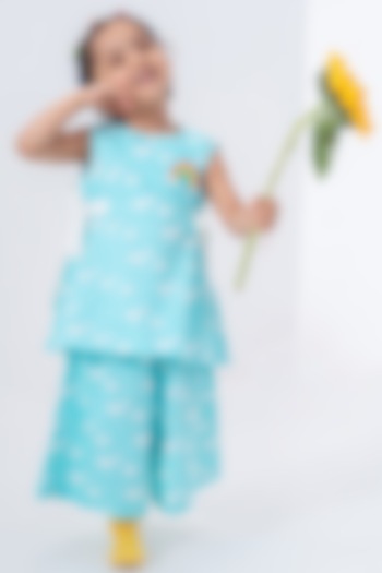 Blue Cotton Cloud Printed Co-Ord Set For Girls by Tiber Taber at Pernia's Pop Up Shop