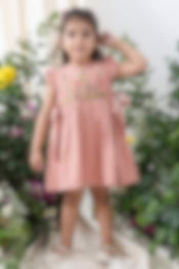 Pink Cotton Floral Embroidered Dress For Girls by Tiber Taber at Pernia's Pop Up Shop