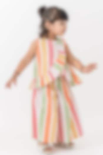 Multi-Colored Cotton Stripes Printed Flared Culotte Pant Set For Girls by Tiber Taber at Pernia's Pop Up Shop