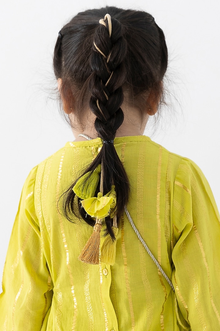 Green Cotton Lurex Parandi For Girls by Tiber Taber at Pernia's Pop Up Shop