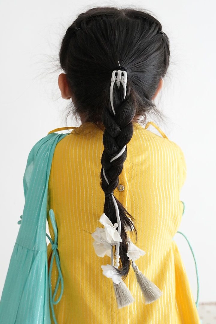 Silver Cotton Lurex Parandi For Girls by Tiber Taber at Pernia's Pop Up Shop