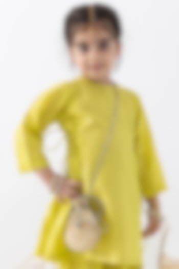 Beige Cotton Lurex Potli For Girls by Tiber Taber at Pernia's Pop Up Shop