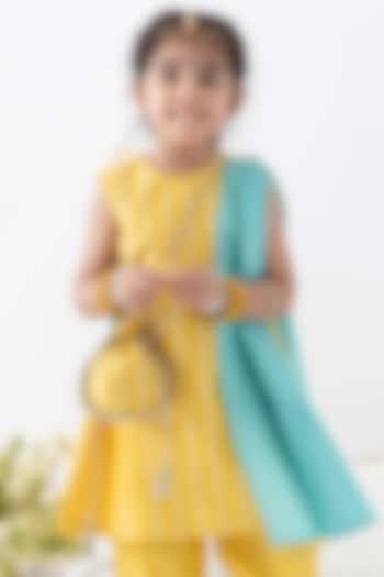 Yellow Cotton Lurex Potli For Girls by Tiber Taber at Pernia's Pop Up Shop