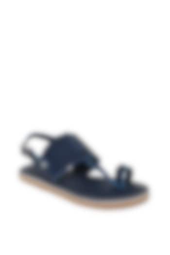 Midnight Blue Handcrafted Kolhapuri Sandals For Boys by Tiber Taber - Footwear