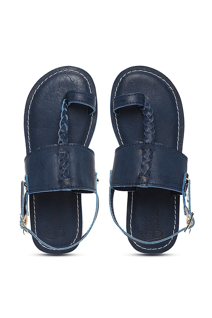 Midnight Blue Handcrafted Kolhapuri Sandals For Boys by Tiber Taber - Footwear at Pernia's Pop Up Shop