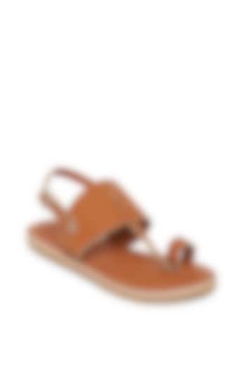 Tan Brown Handcrafted Kolhapuri Sandals For Boys by Tiber Taber - Footwear