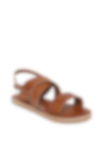 Brown Handcrafted Kolhapuri Sandals For Boys by Tiber Taber - Footwear