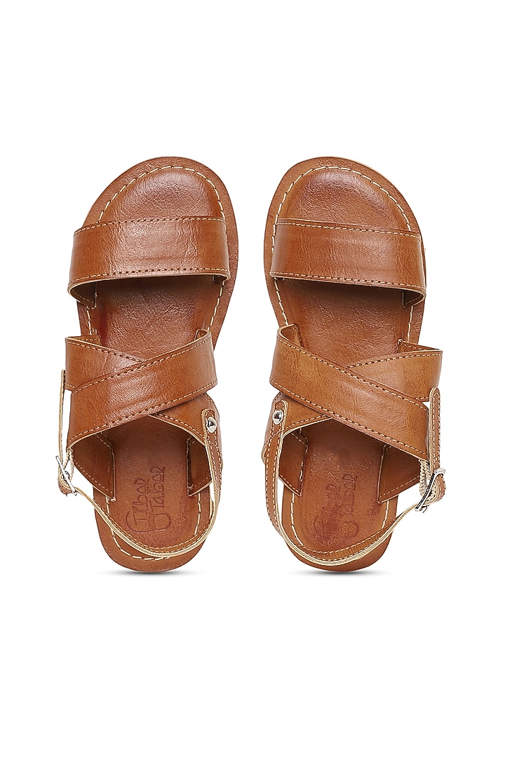 Brown Handcrafted Kolhapuri Sandals For Boys by Tiber Taber - Footwear at Pernia's Pop Up Shop