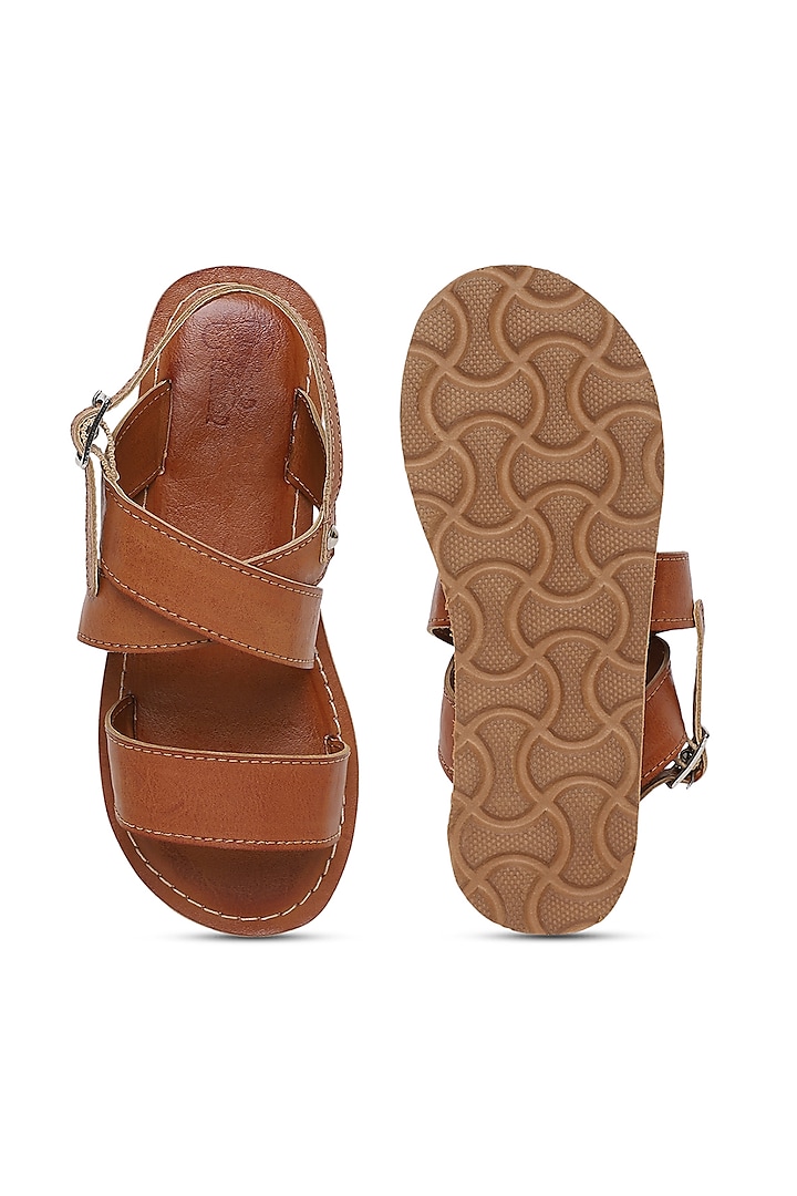 Brown Handcrafted Kolhapuri Sandals For Boys by Tiber Taber - Footwear at Pernia's Pop Up Shop