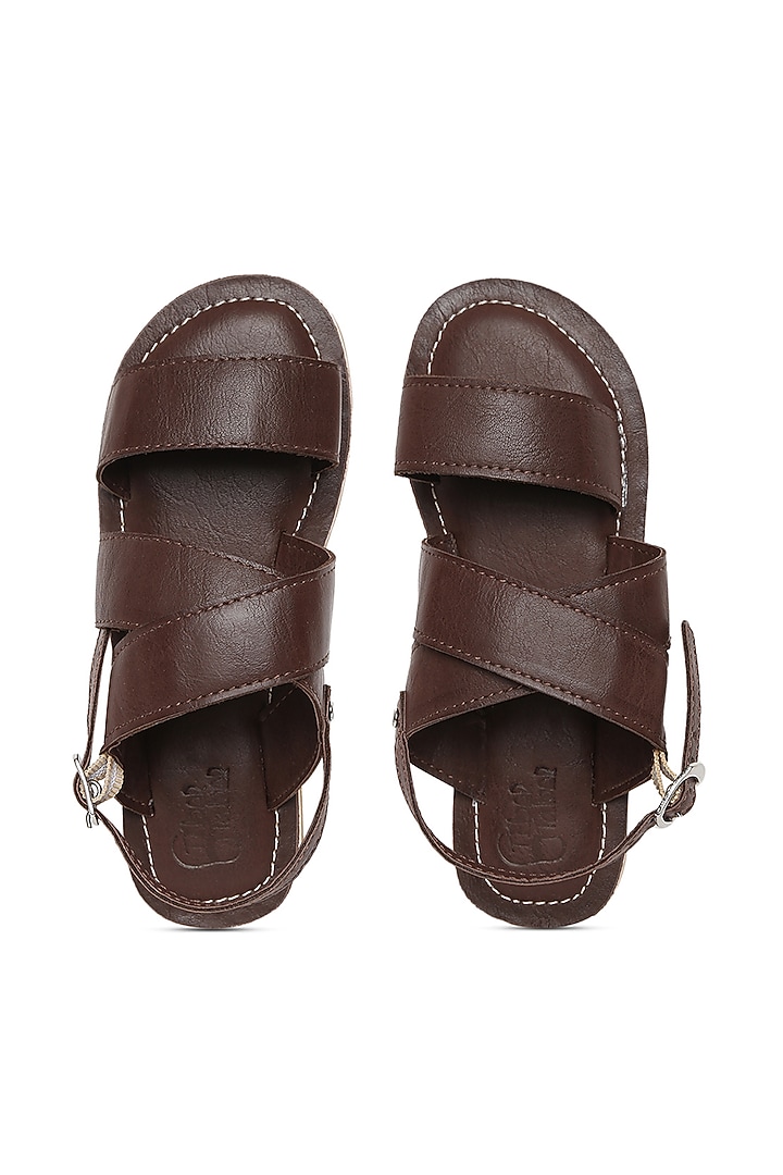 Mocha Brown Handcrafted Kolhapuri Sandals For Boys by Tiber Taber - Footwear at Pernia's Pop Up Shop