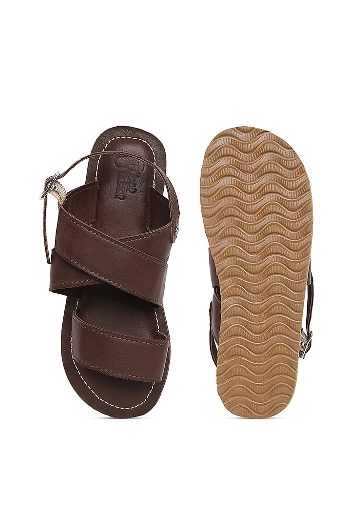Mocha Brown Handcrafted Kolhapuri Sandals For Boys by Tiber Taber - Footwear at Pernia's Pop Up Shop