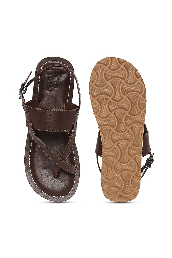 Brown Handcrafted Kolhapuri Sandals In Faux Leather For Boys by Tiber Taber - Footwear at Pernia's Pop Up Shop