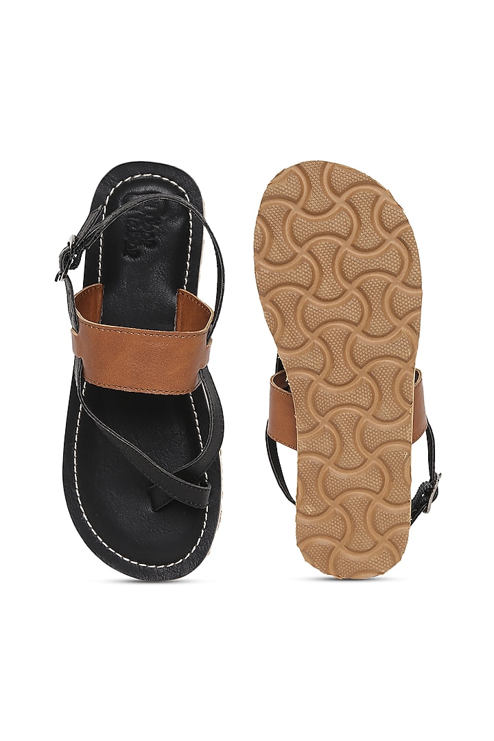 Black Handcrafted Kolhapuri Sandals For Boys by Tiber Taber - Footwear at Pernia's Pop Up Shop