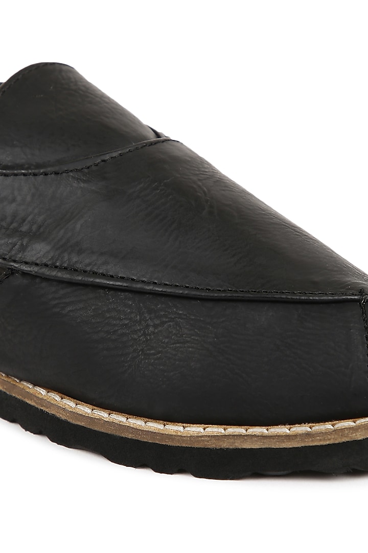 Black Faux Leather Peshawari Shoes For Boys by Tiber Taber - Footwear at Pernia's Pop Up Shop