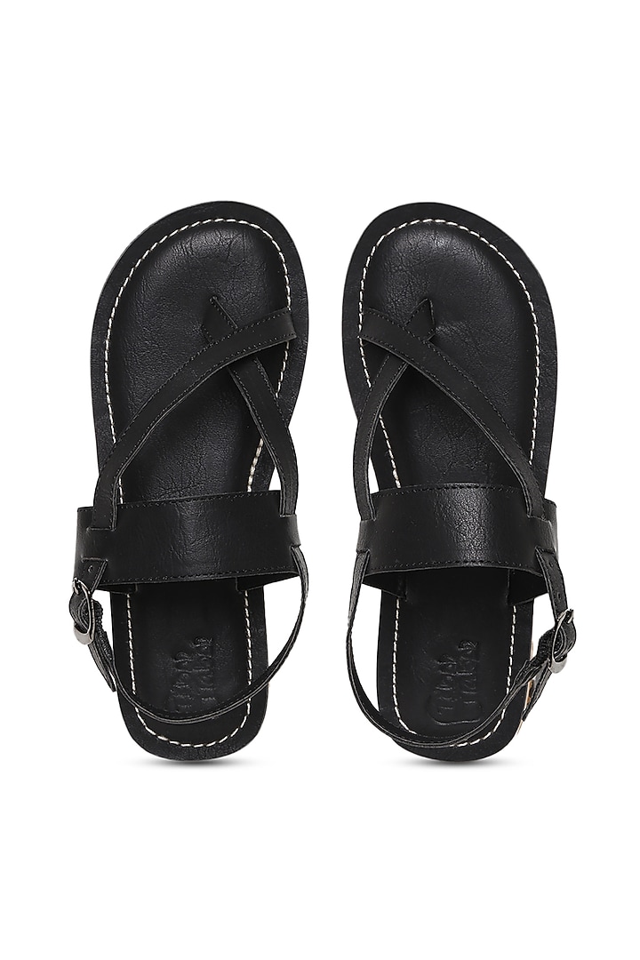 Black Handcrafted Nawab Sandals For Boys by Tiber Taber - Footwear at Pernia's Pop Up Shop
