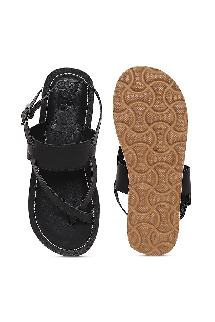 Black Handcrafted Nawab Sandals For Boys by Tiber Taber - Footwear at Pernia's Pop Up Shop