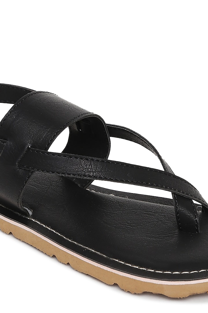 Black Handcrafted Nawab Sandals For Boys by Tiber Taber - Footwear at Pernia's Pop Up Shop
