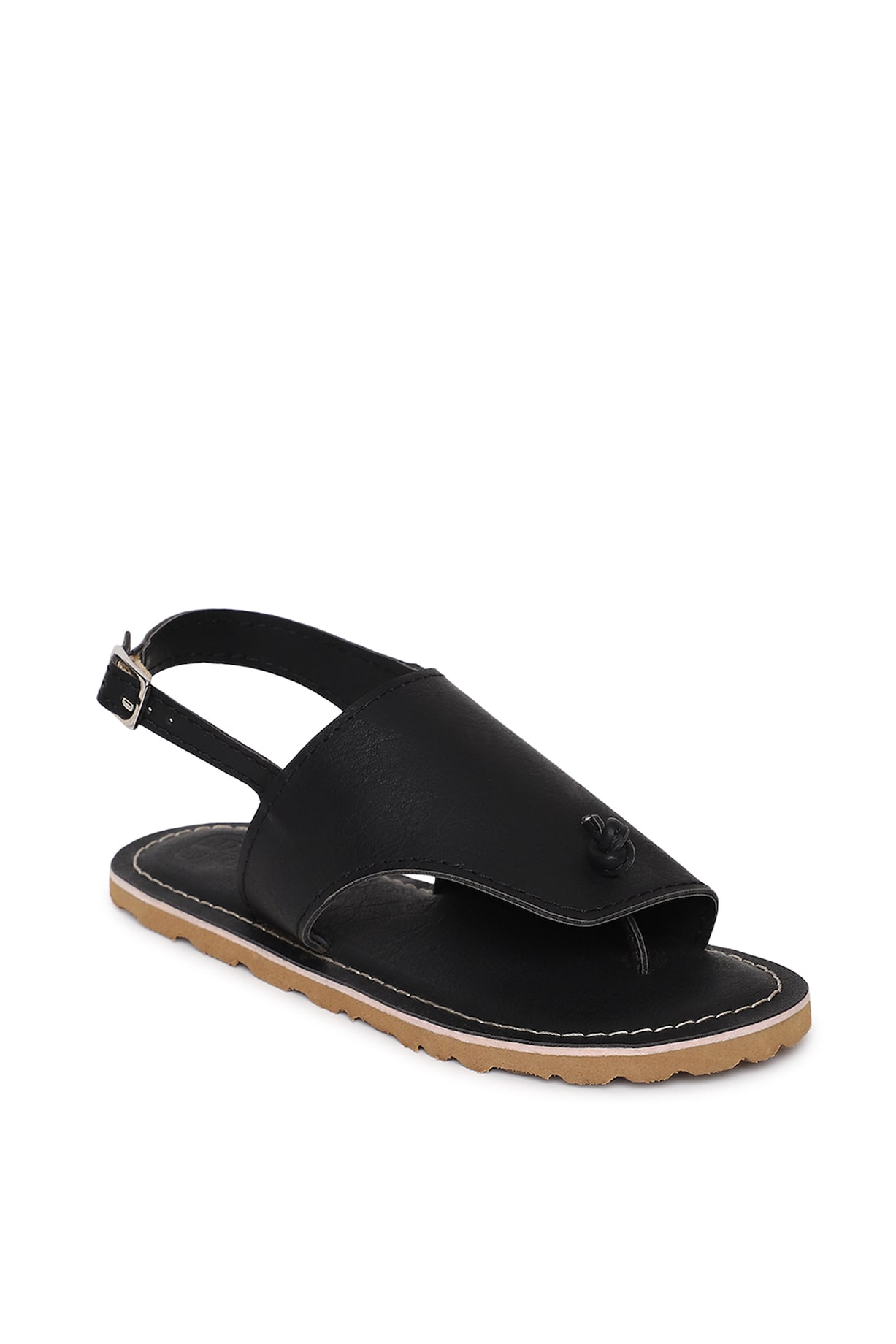 Black Handcrafted Sandals For Boys Design by Tiber Taber