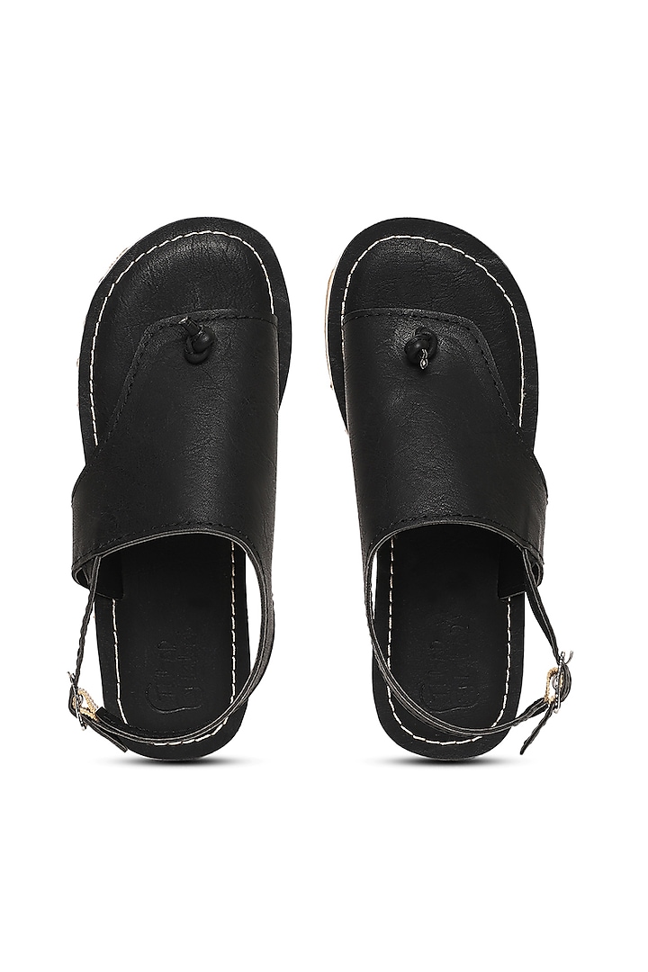 Black Handcrafted Sandals For Boys Design by Tiber Taber