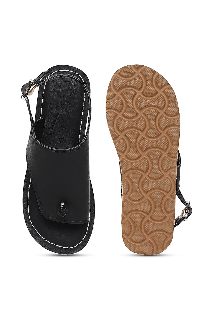 Black Handcrafted Sandals For Boys by Tiber Taber - Footwear at Pernia's Pop Up Shop