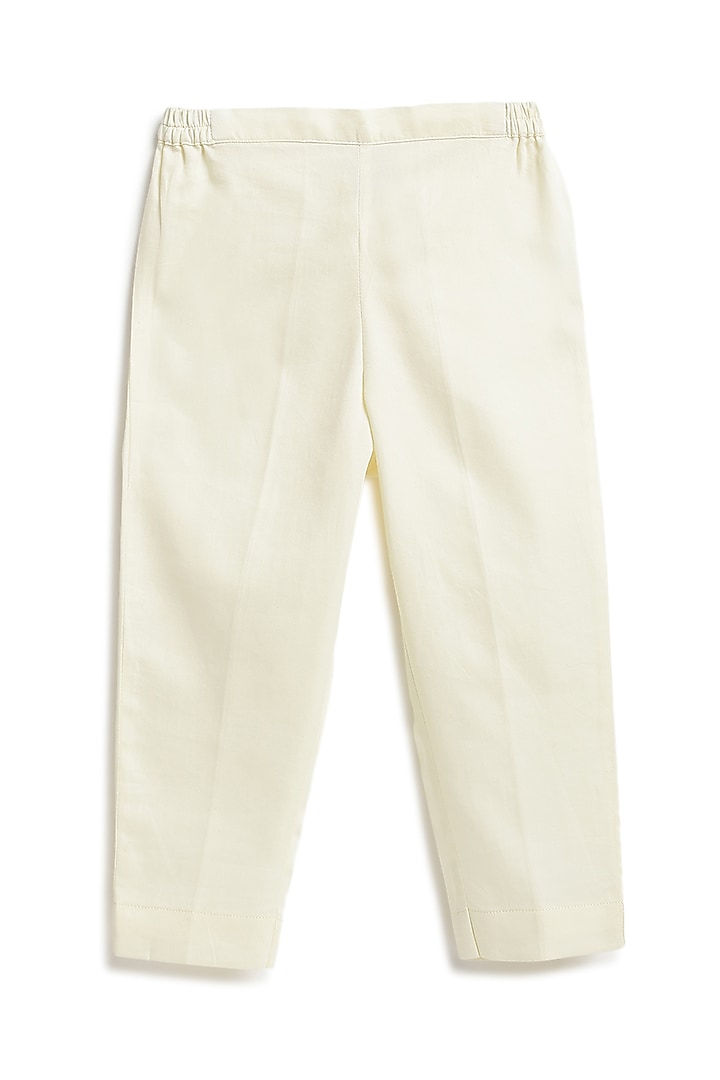 Cream Viscose Floral Embroidered Bundi Jacket For Boys by Tiber Taber at Pernia's Pop Up Shop