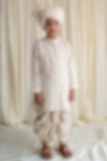 Cream Printed Kurta Set For Boys by Tiber Taber at Pernia's Pop Up Shop