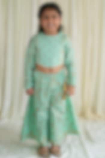 Green Printed Palazzo Pant Set For Girls by Tiber Taber