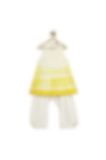 Yellow & White Shibori Tie-Dye Co-Ord Set For Girls by Tiber Taber